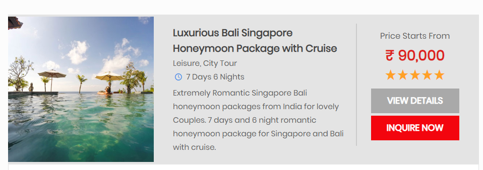 singapore and bali honeymoon packages from india