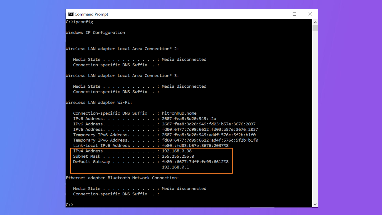 How to find IP address using server console