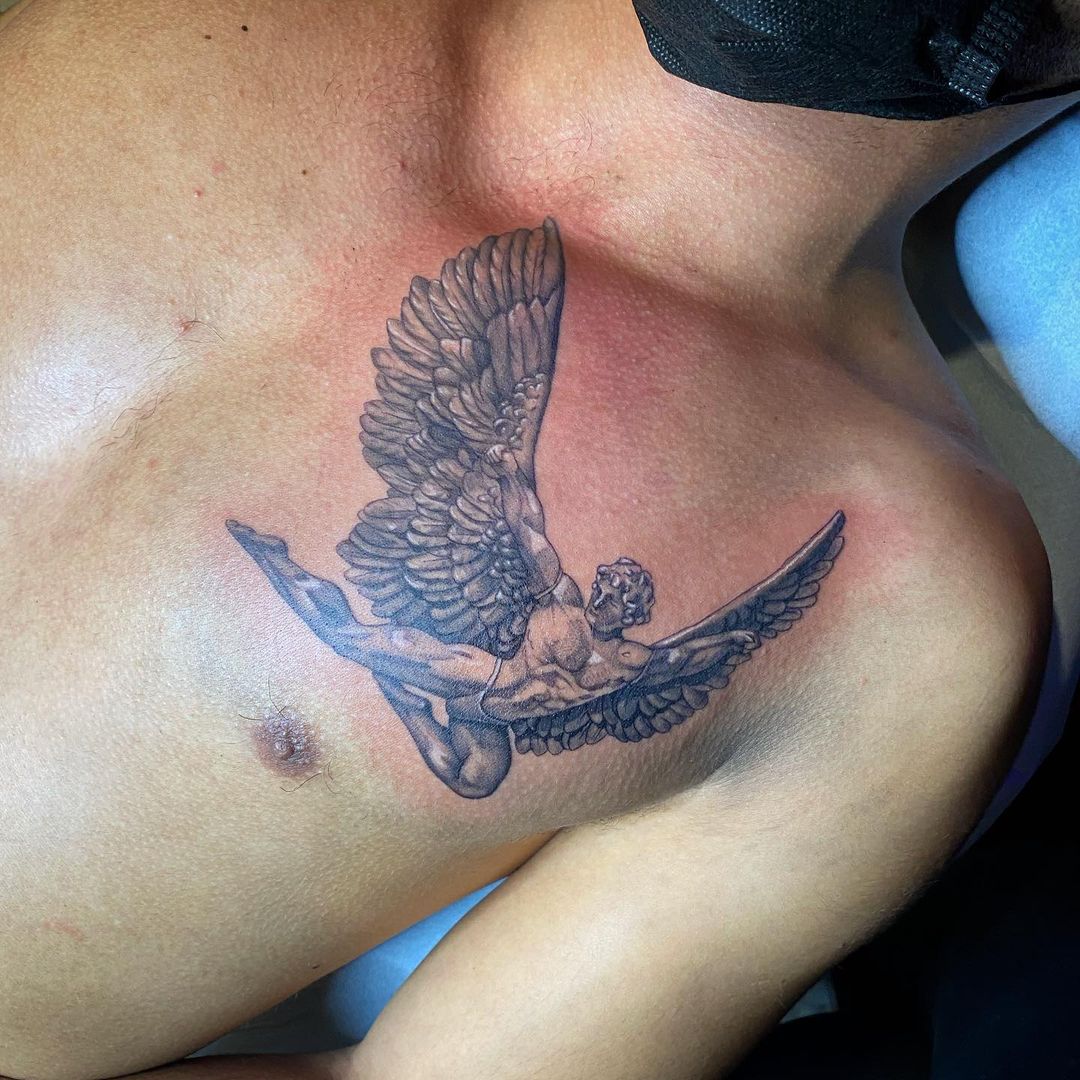 Gray Angel Tattoo Design