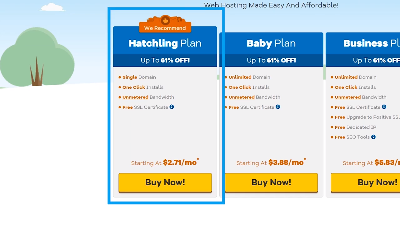 wordpress website hostgator hatchling plan