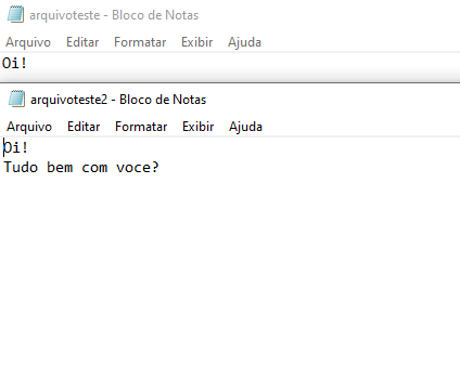 Arquivos .txt teste 1 e 2 