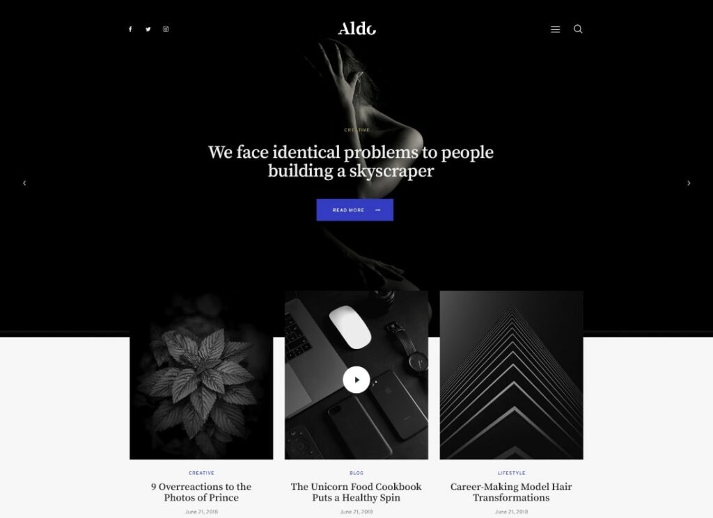 Aldo |  Tema de WordPress para el blog de Gutenberg