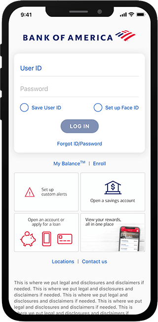 Open the Bank of America Mobile Banking application