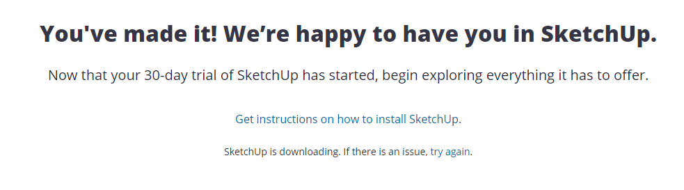 Clique em "Get Instructions on how to Stall SketchUp"