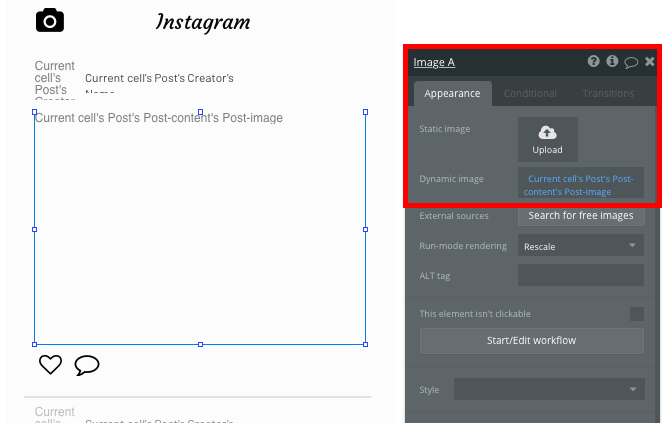 Displaying photos within an Instagram clone feed