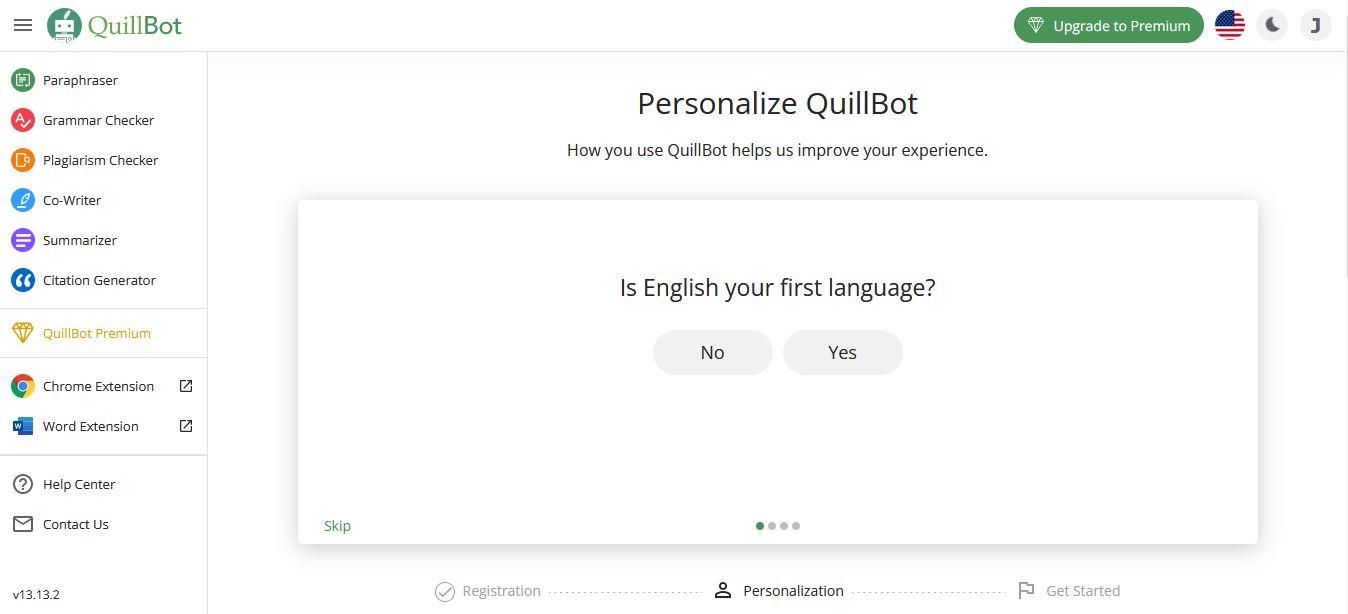 skip quillbot personalize quiz