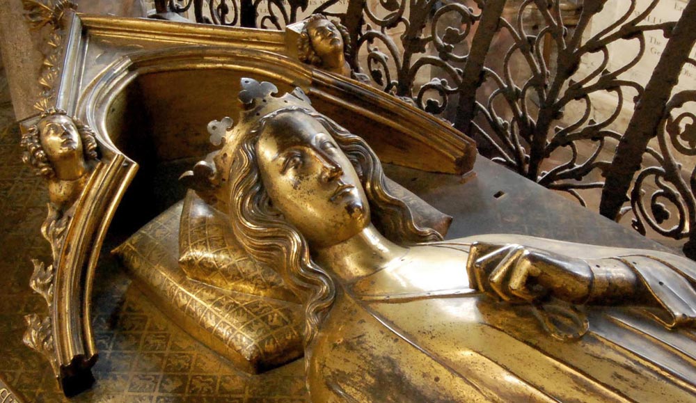 Great Queens of History: Tomb effigy of Eleanor of Castile, Westminster Abbey, London, England, UK.