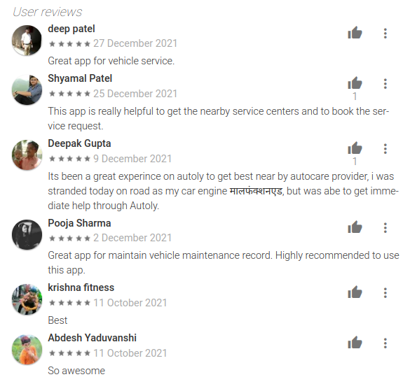 User Reviews on Google Play