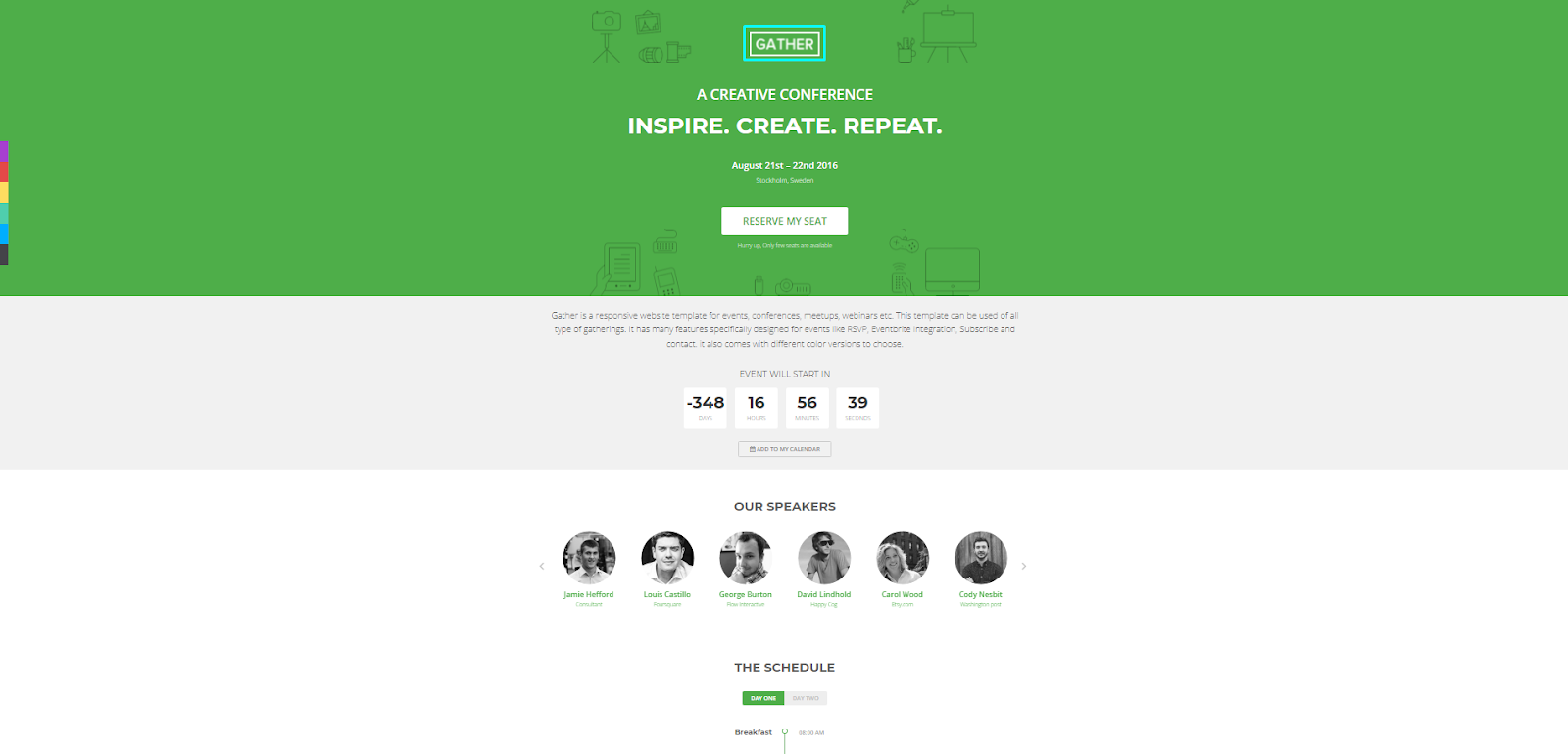 Gather - Conference and Event WordPress Landing Page Theme