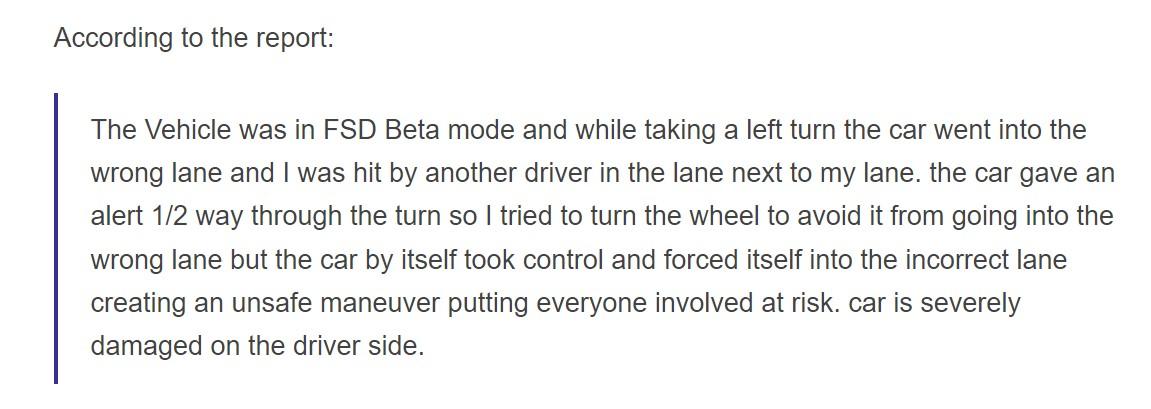 After a crash in California, a Tesla vehicle in the 'Full Self-Driving' beta mode was severely damaged.' 1