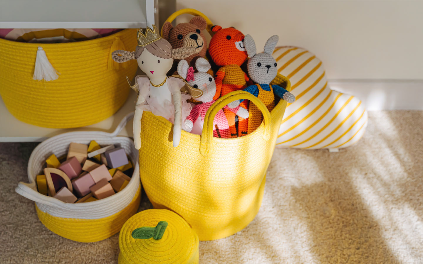 declutter toys with toy bins