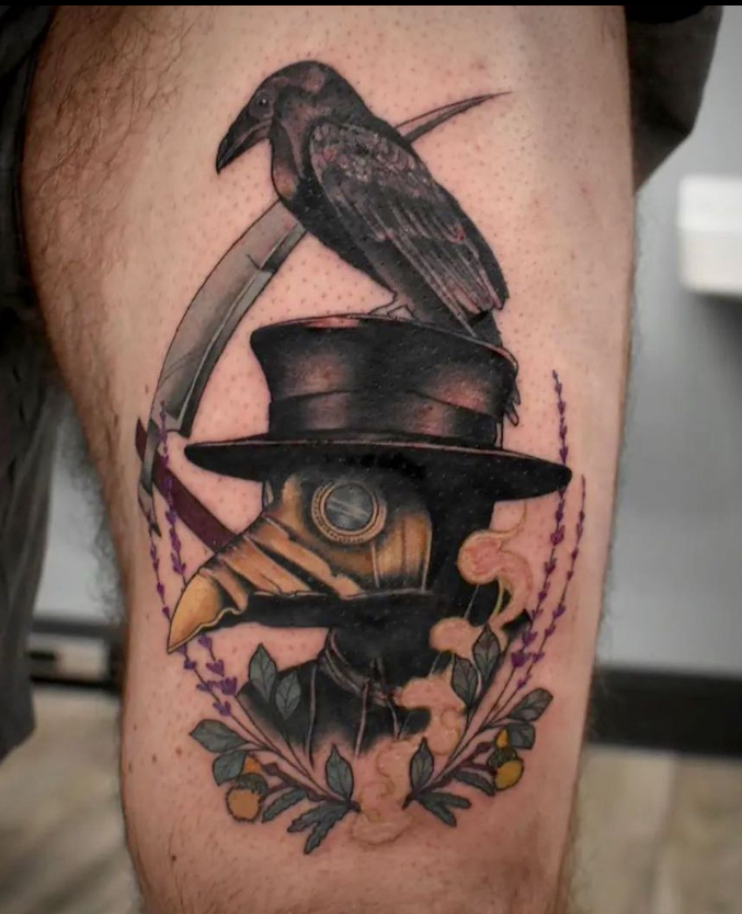 Plague Doctor With A Crow Tattoo