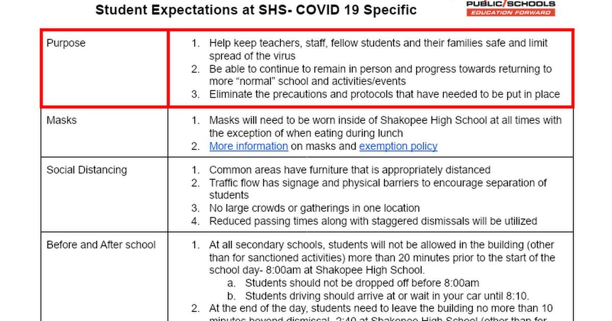 COVID Student Expectations Q4 2021