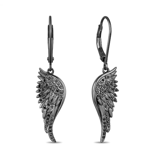 Enchanted Disney Villains Maleficent 1/3 CT. T.W. Enhanced Black Diamond Drop Earrings in Black Rhodium Sterling Silver