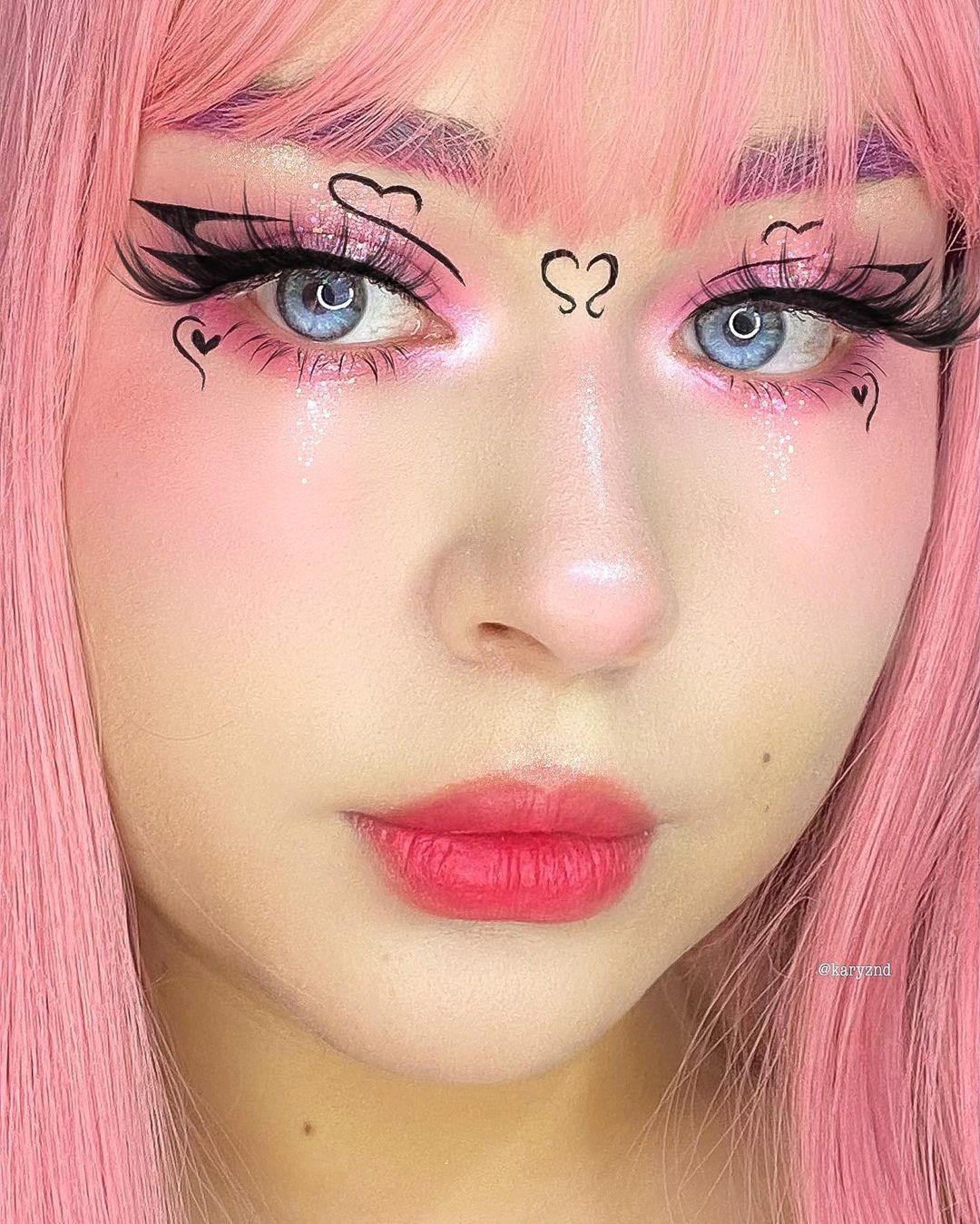 Black Swirl on Pink Makeup