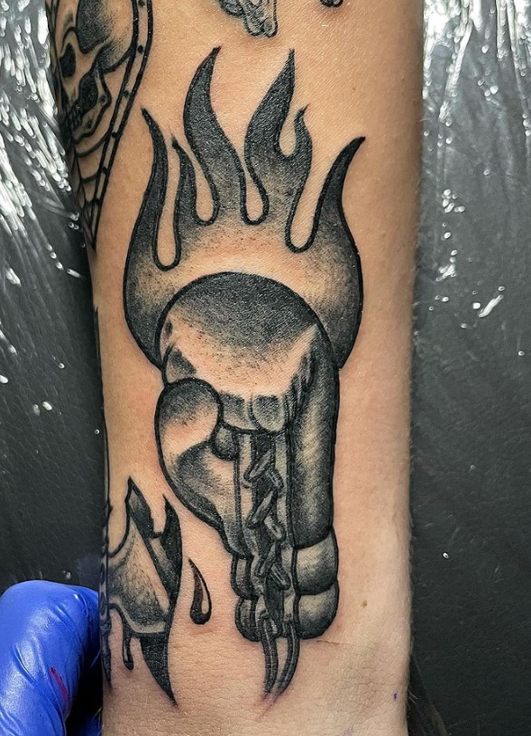 Glove On Fire Boxing Gloves Tattoo
