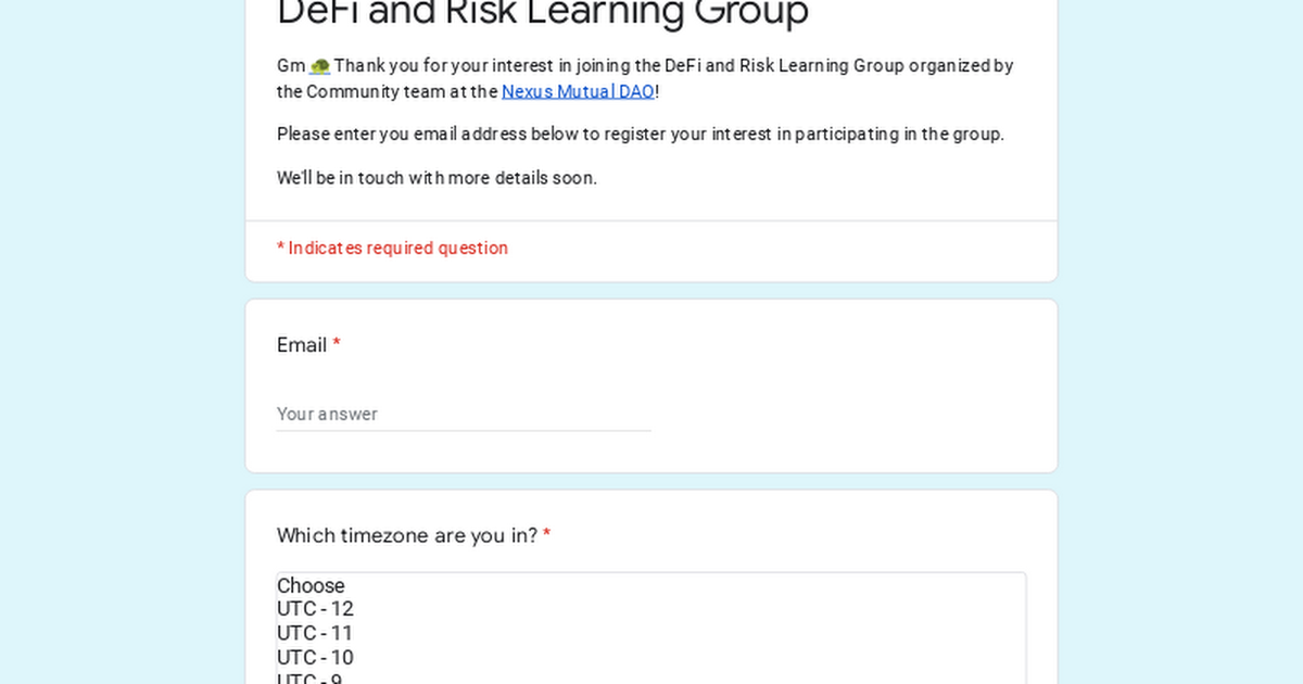 DeFi and Risk Learning Group