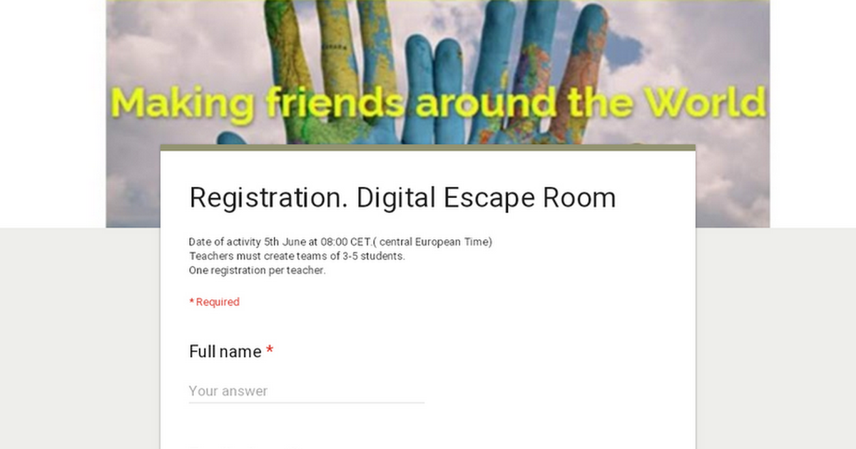 Registration. Digital Escape Room