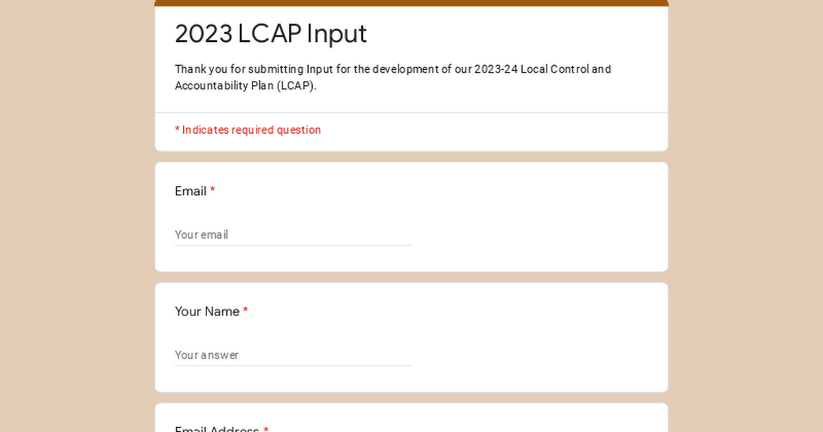 2023 LCAP Input
