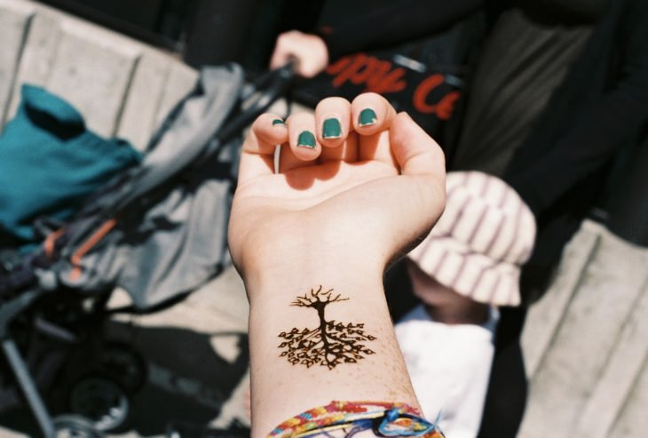 tatuagem de árvore no pulso
