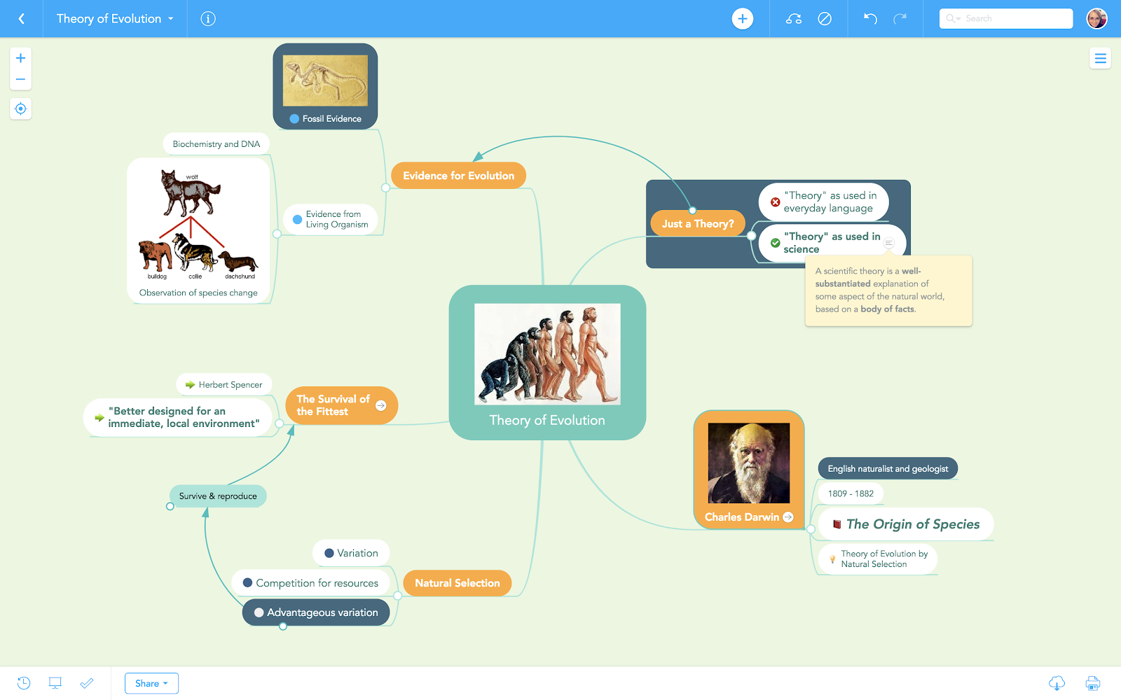 Online brainstorming tool for students: MindMeister