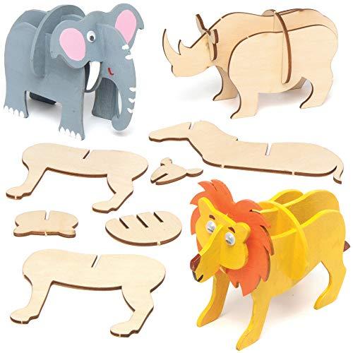 Baker Ross AT945 Make Your Own 3D Jungle Animal Woodcraft Kits for Kids  Arts and Crafts Projects Painting Pack of 5 Assorted - Educational Toys  Planet