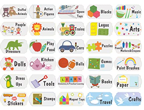 organizational labels for kids toys