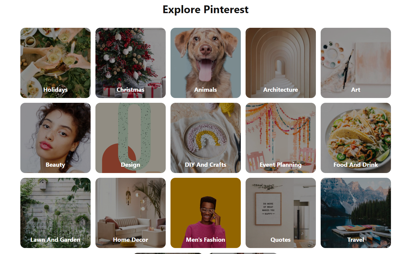 Pinterest categories
