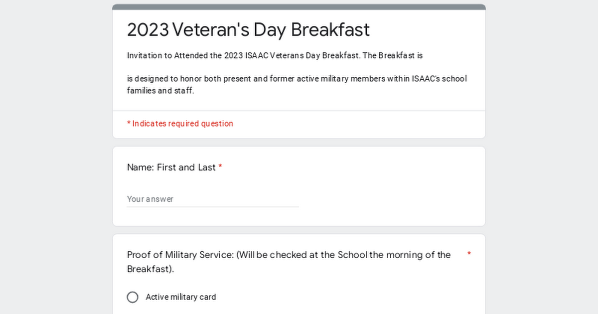 Untitled form2023 Veteran's Day Breakfast