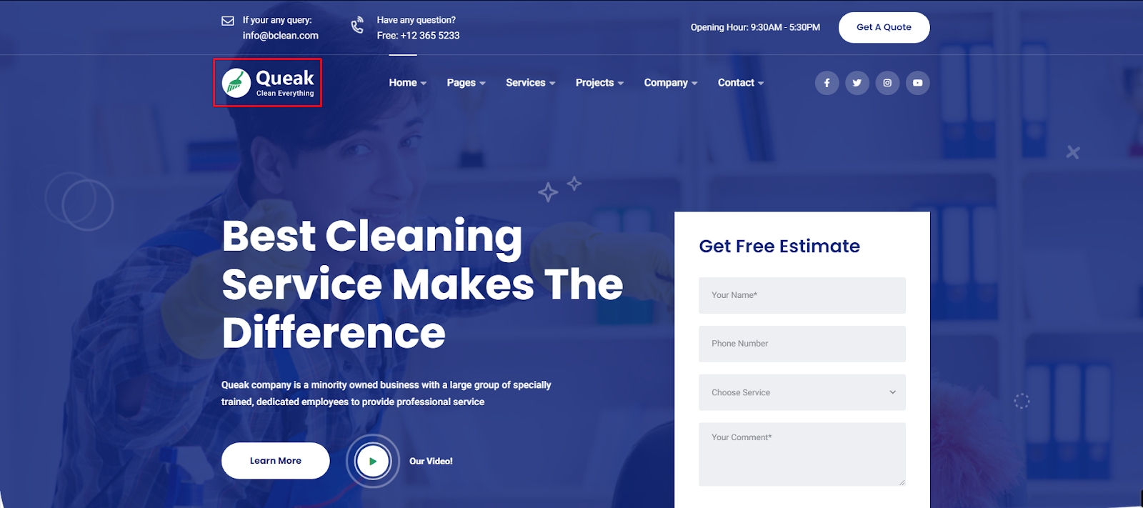 Queak - Cleaning Service WordPress theme