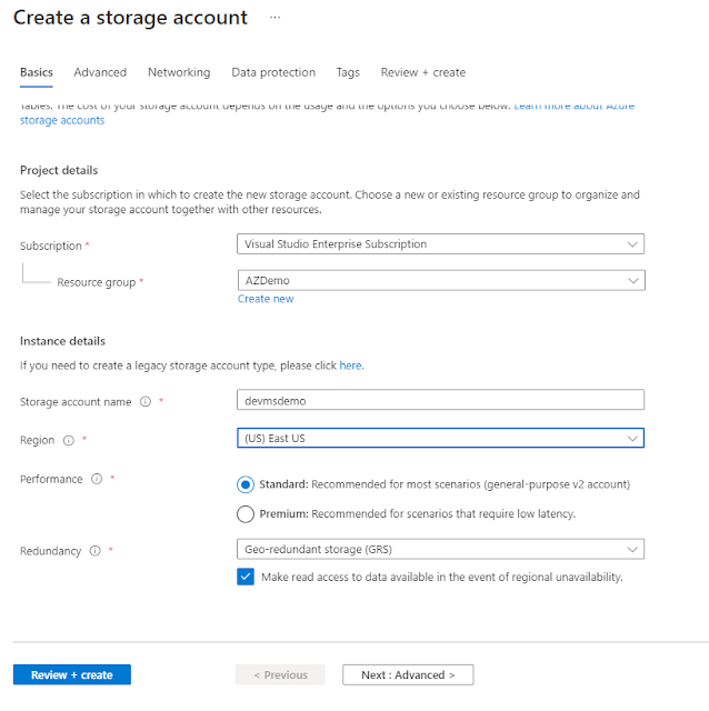 Microsoft Azure: Creating Storage Accounts