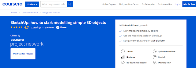 SketchUp: how to start modeling simple 3D objects by Coursera