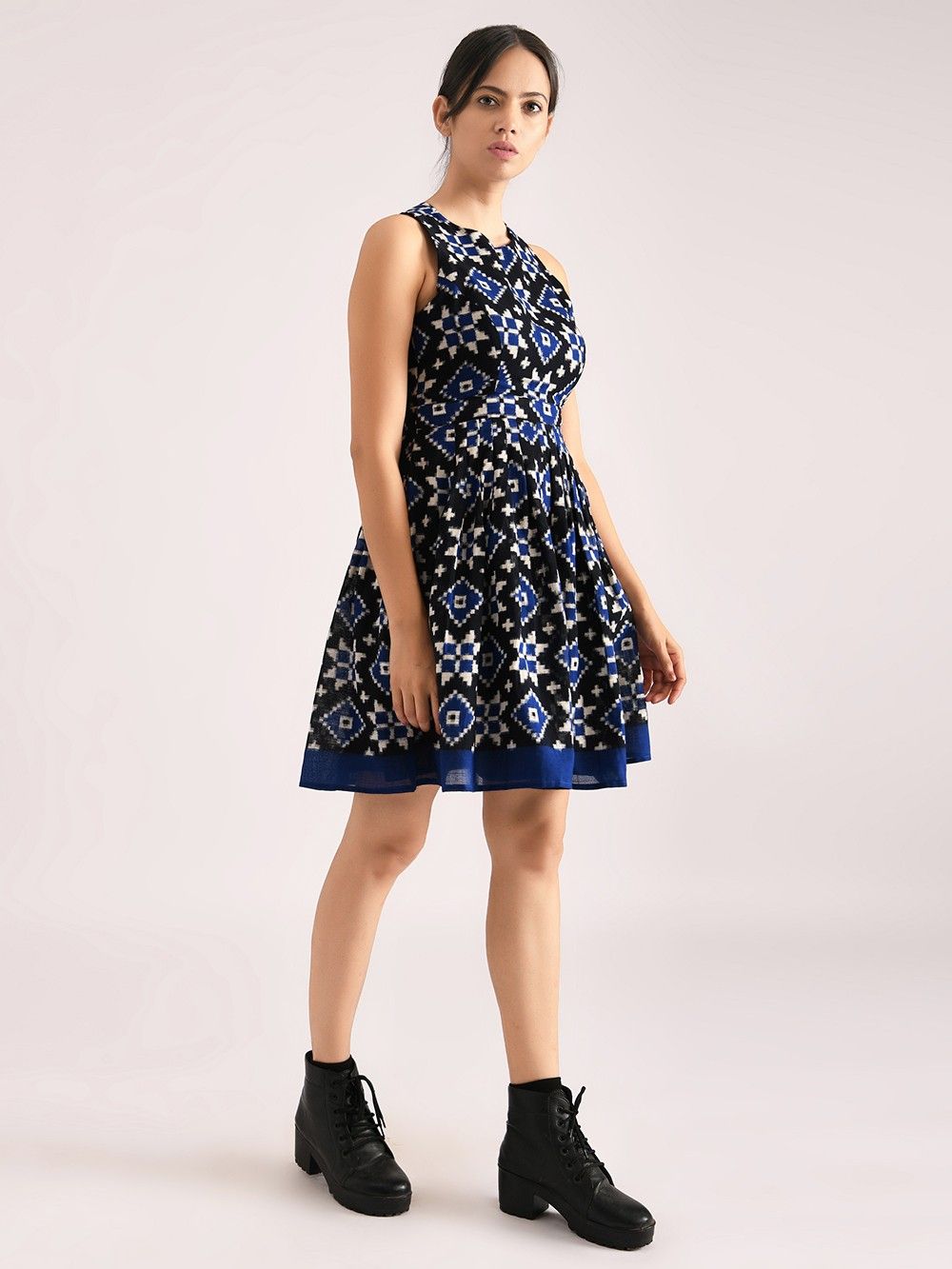 Blue cotton ikat dress