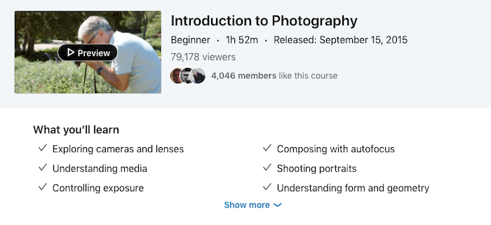 LinkedIn Learning Introduction to Photography