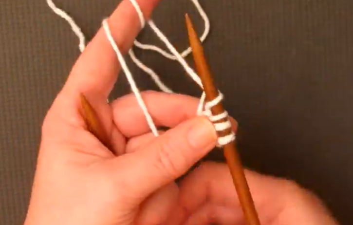 casting on to knitting needle