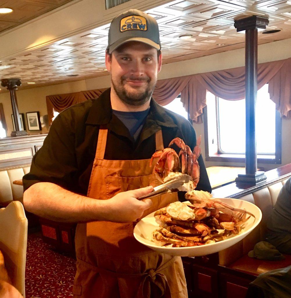 Alaska cruise dining on Dungeness crabs