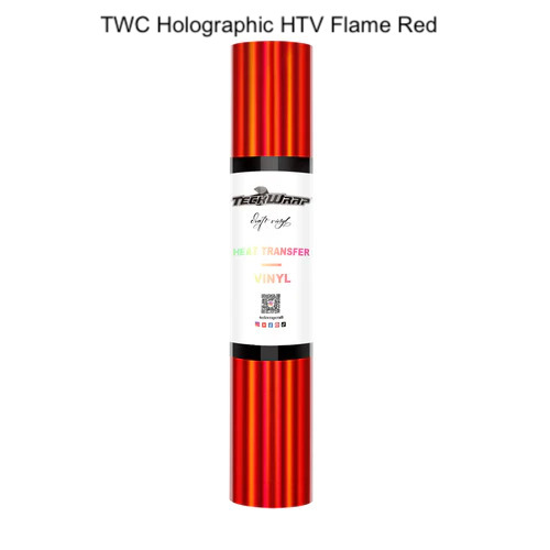 Holographic iron-on vinyl flame red