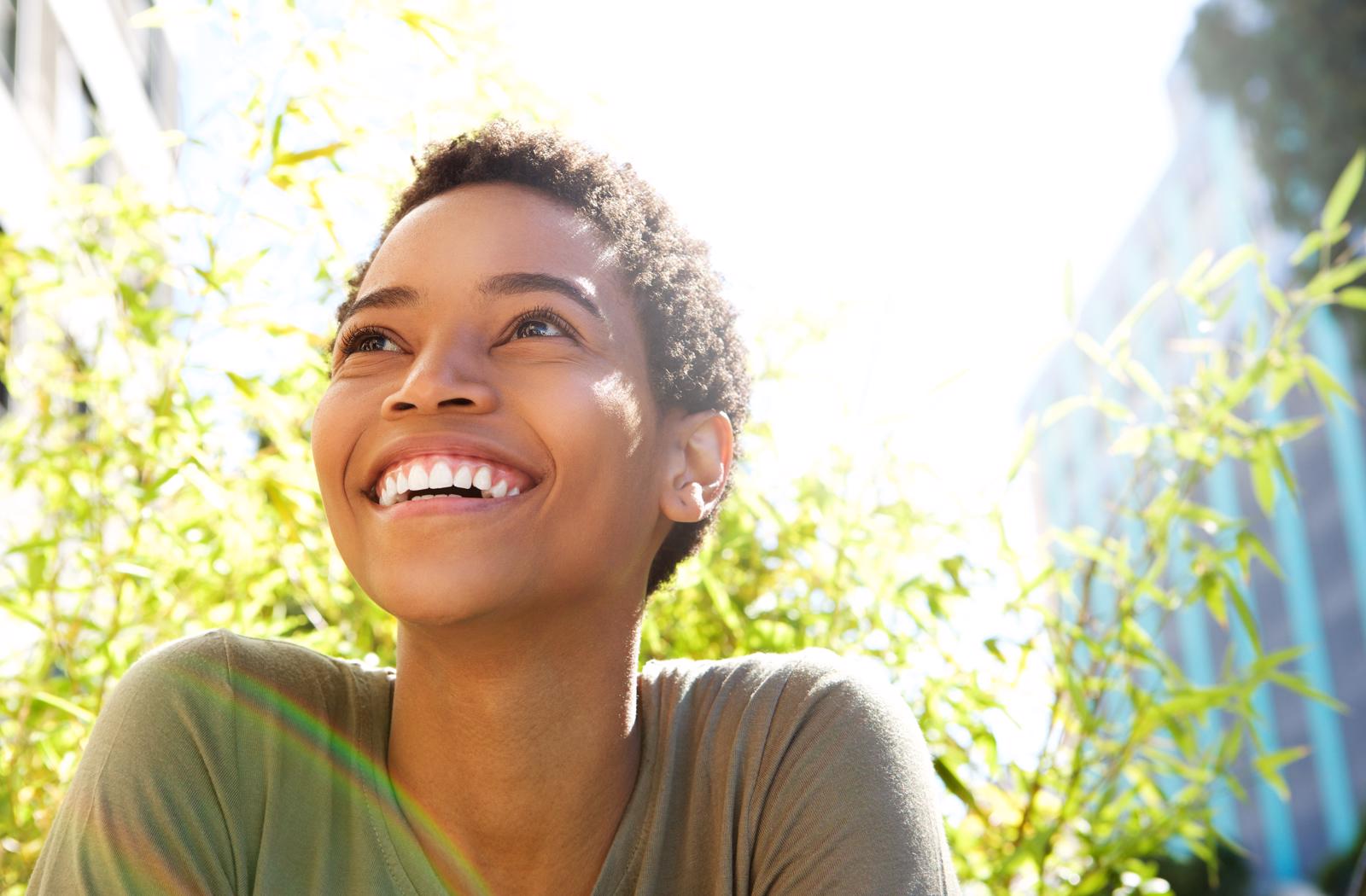 young woman with bright smile