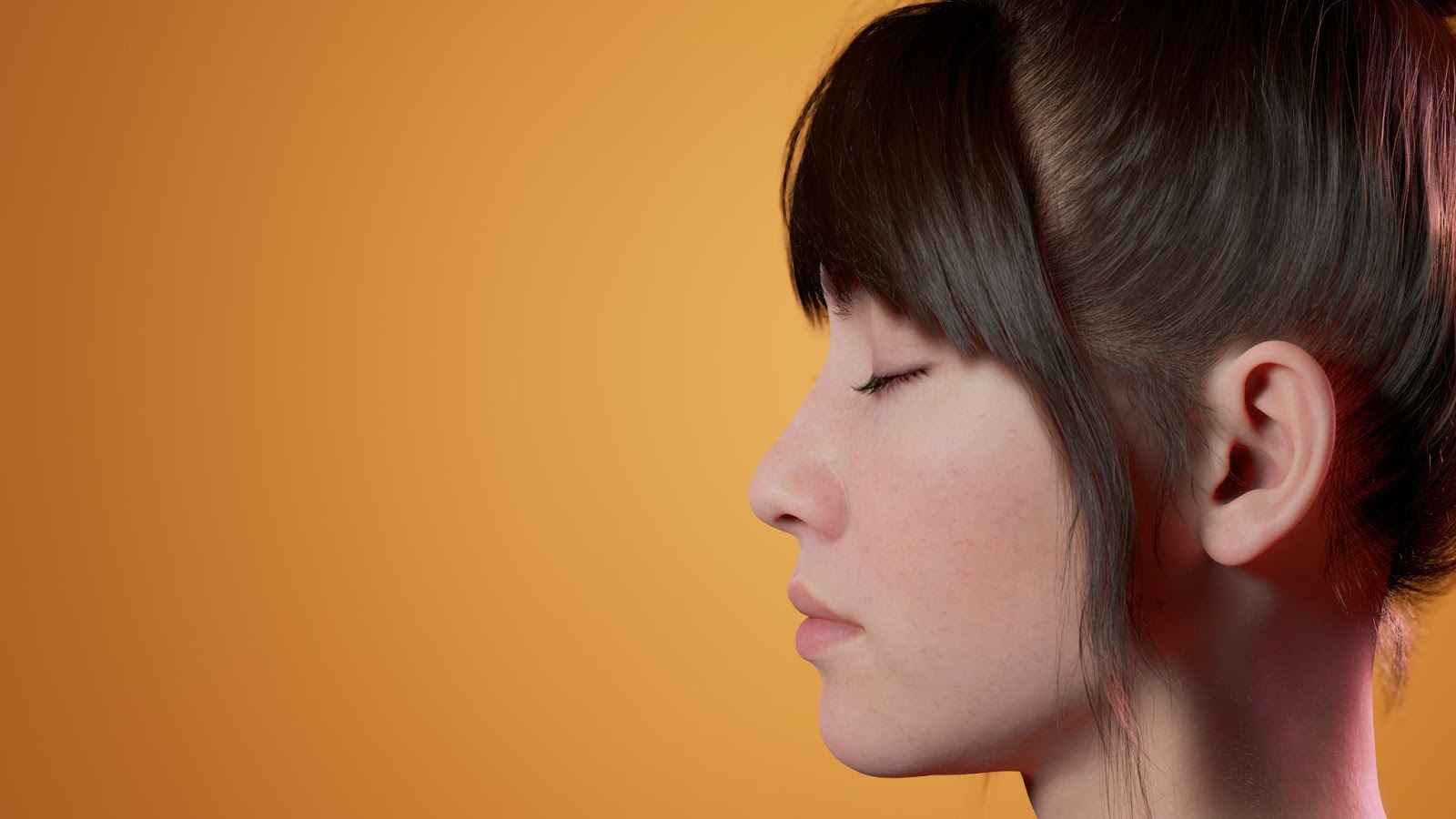 CGI created image of a woman closing her eyes