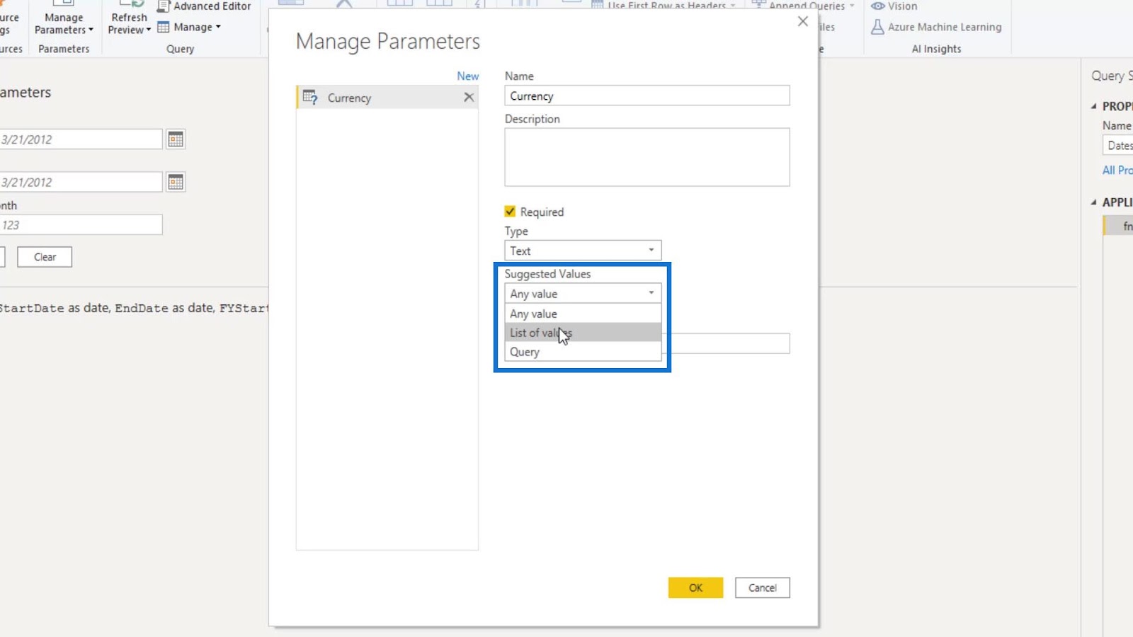 Power BI Parameters