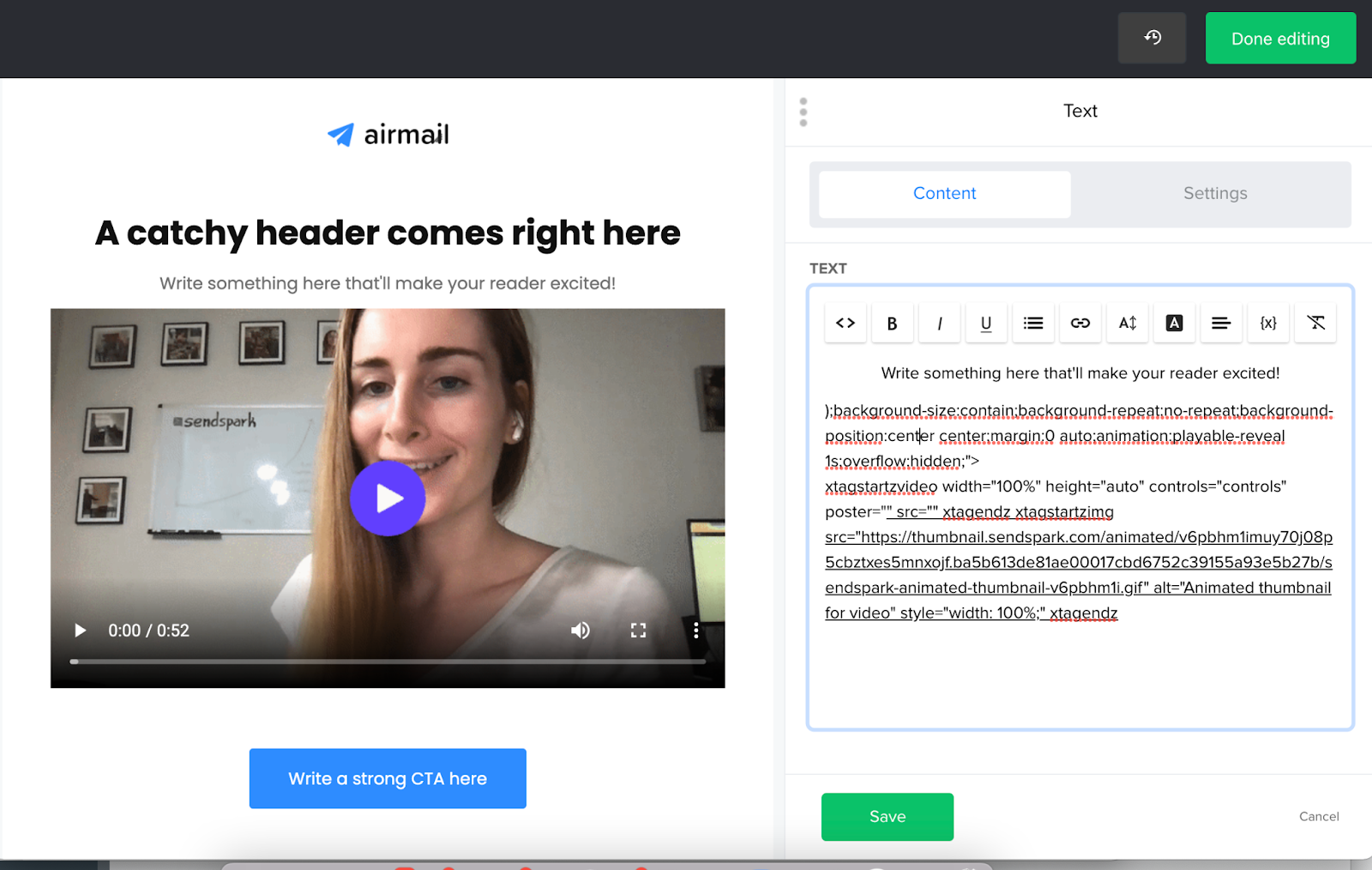 Embed video emails