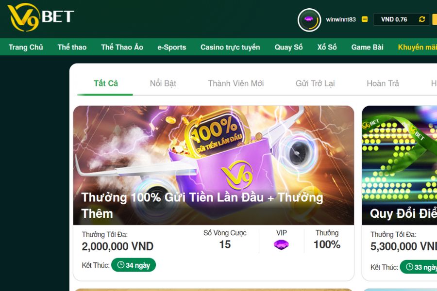 Khuyến mãi V9Bet – sảnh game uy tín, chất lượng hàng đầu Việt Nam