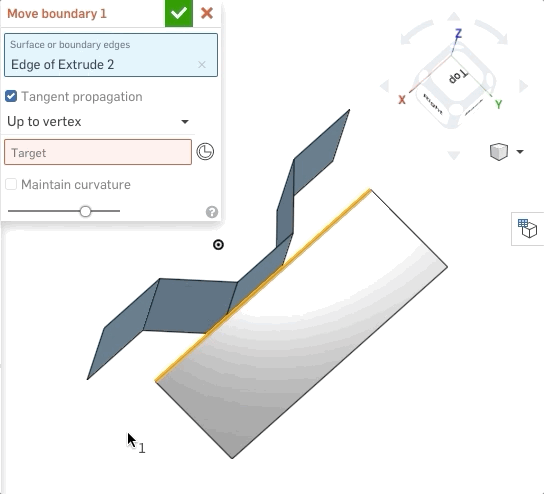 Screenshot of using Up-to-Vertex for the Move Boundary feature in Onshape.