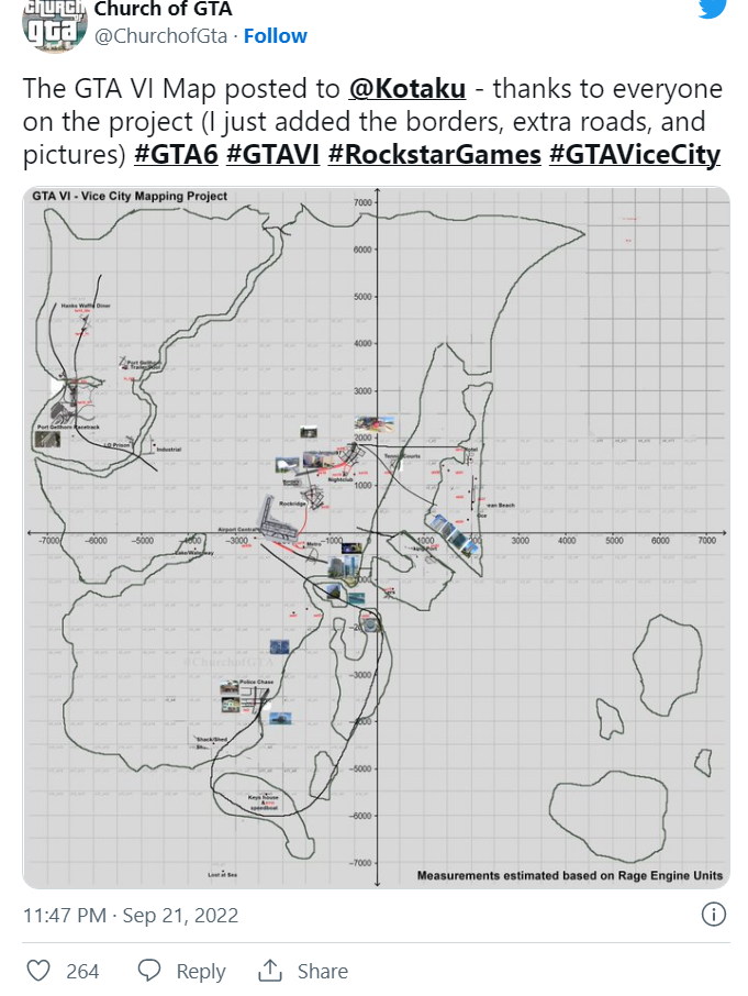 GTA 6 Map Size Tweet
