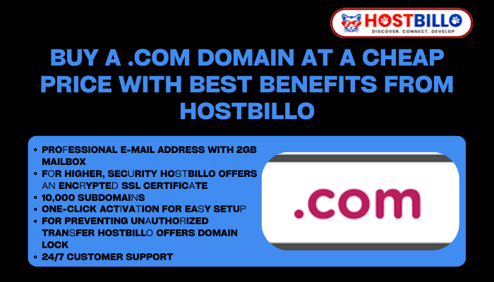 Buy a .com Domain at a Cheap Price with Best Benefits From Hostbillo