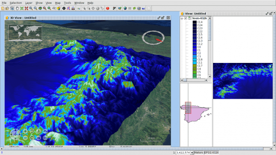 The desktop version and interface of gvSIG - a free GIS software.