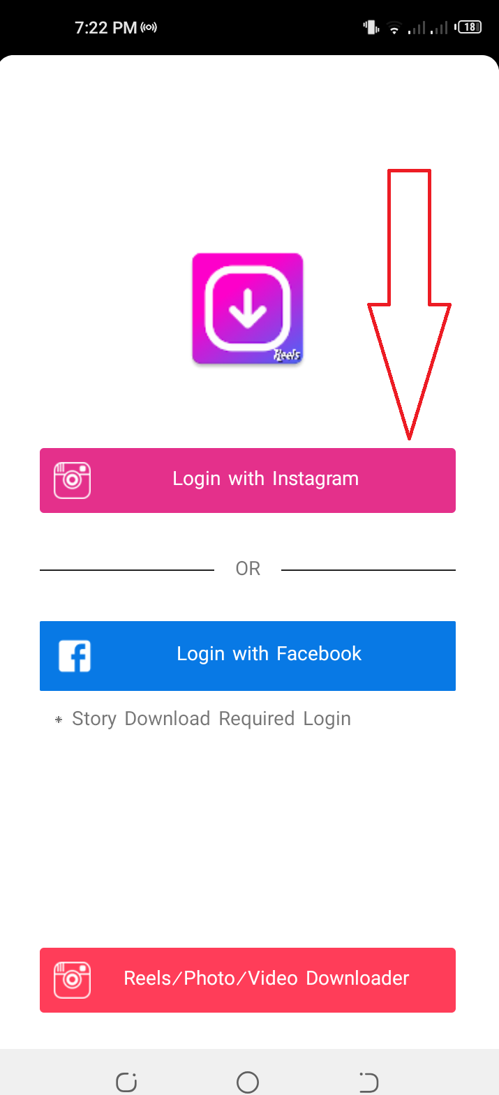 Launch the application and use your Instagram credentials to log in.