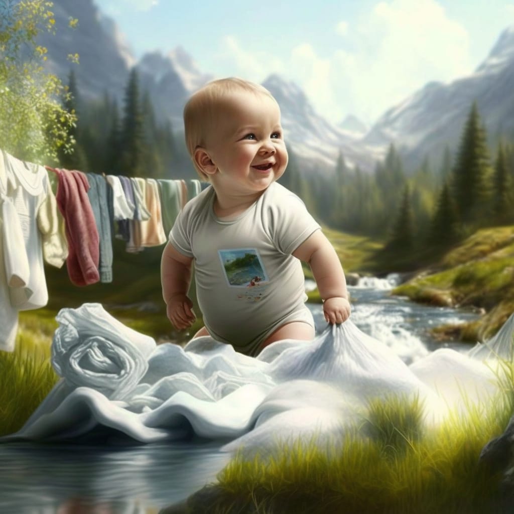 bébé qui lave sa couche 