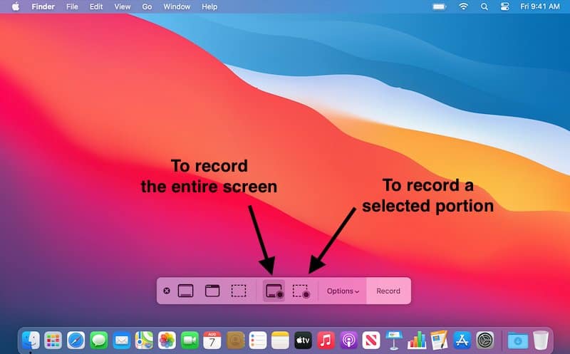 Enregistrement d'écran Mac 