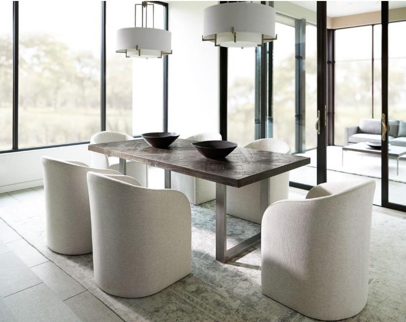 Modern Dining Room Table with Upholstered Chairs